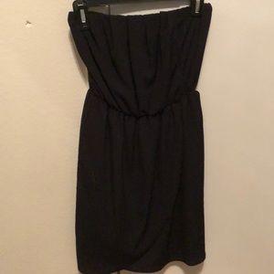 Black strapless mini dress